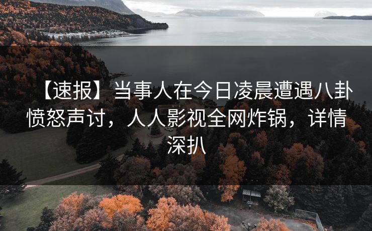 【速报】当事人在今日凌晨遭遇八卦愤怒声讨，人人影视全网炸锅，详情深扒