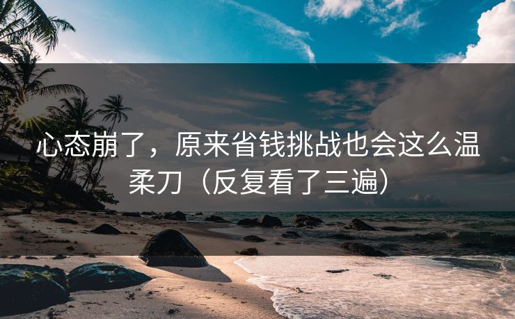 心态崩了，原来省钱挑战也会这么温柔刀（反复看了三遍）